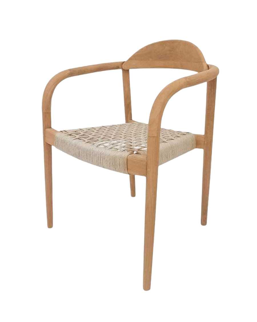 Kima - Chaise en teck massif et corde beige