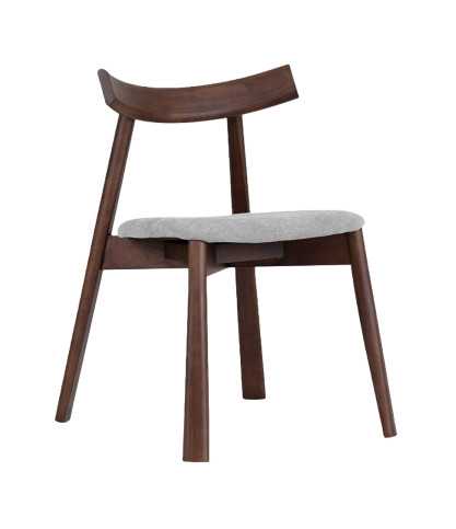 Nami Walnut - Silla de comedor en madera de fresno lacada, acabado nogal, con asiento de tela.