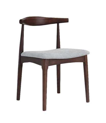 Hana - Silla de comedor de madera de fresno lacada con asiento de tela.