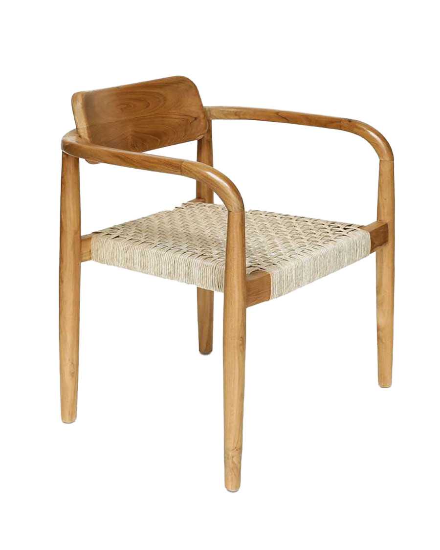 Kimo - Chaise en teck massif et corde beige marron