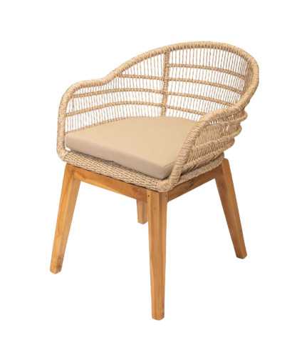 Maelie - Chaise en teck massif et corde beige