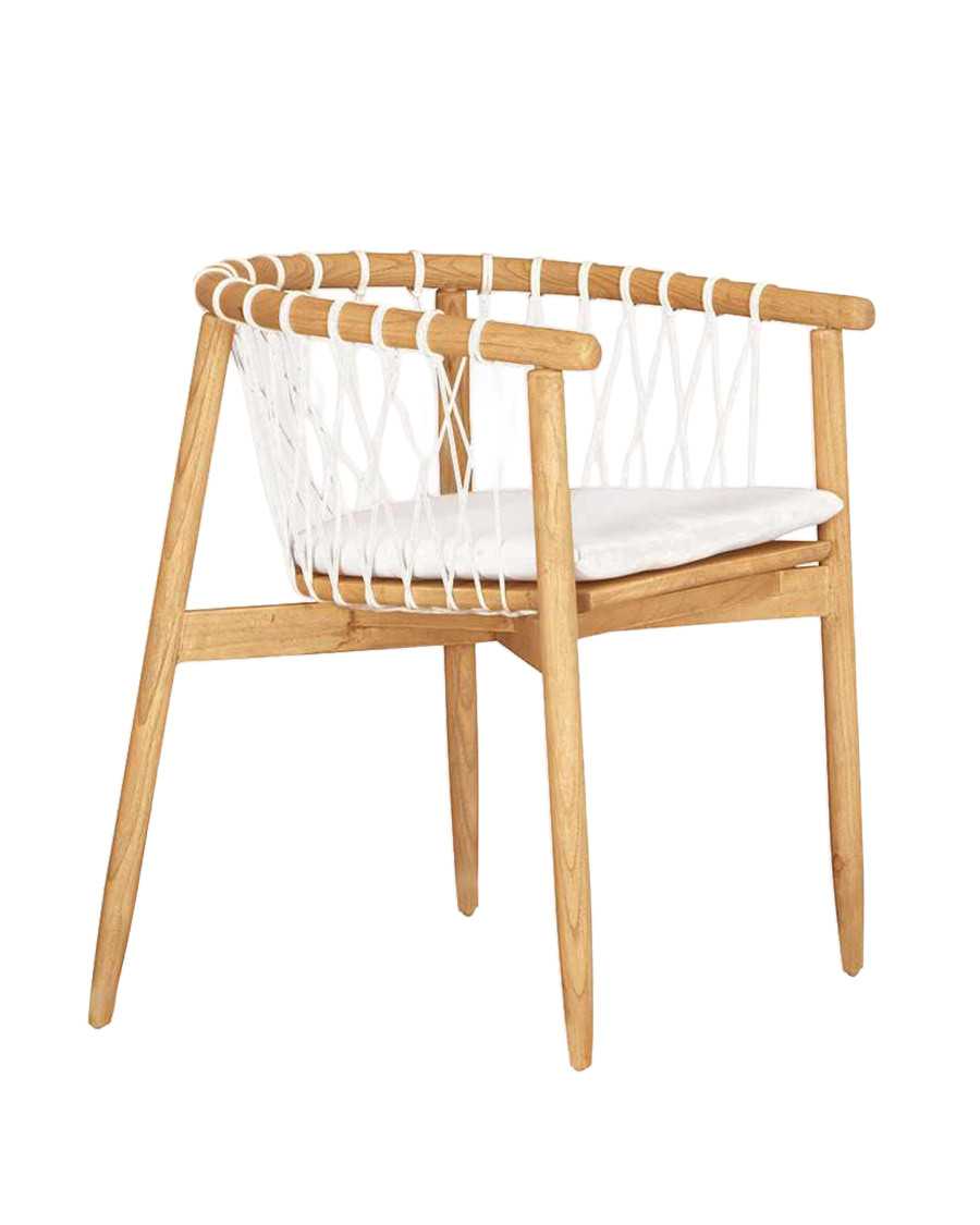 Nala - Chaise en teck massif et cordage blanc