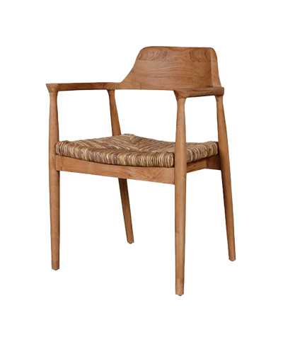 Zaha - Chaise en teck massif et paille