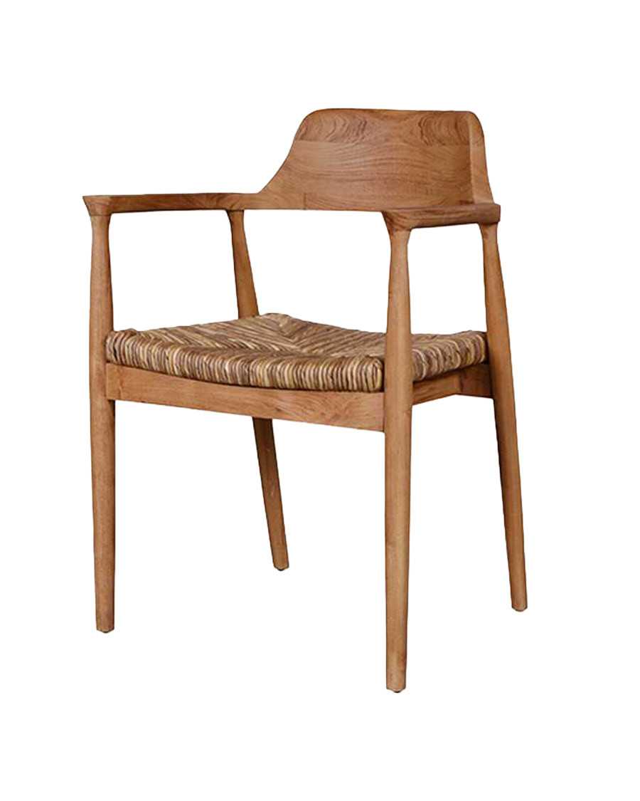 Zaha - Chaise en teck massif et paille