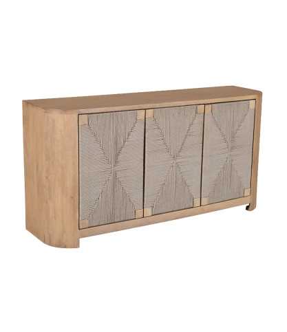 Ona - Buffet 3 portes en bois de manguier et corde tressée, 150 cm