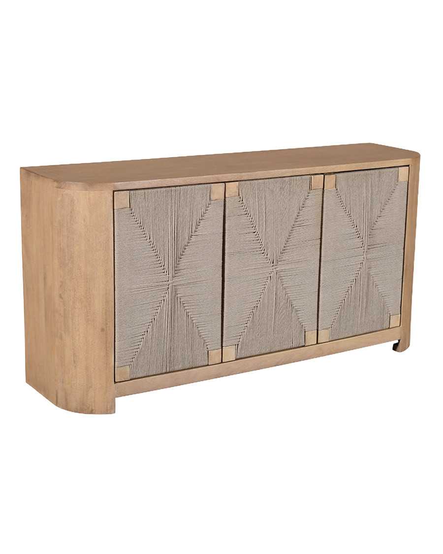 Ona - 3 türiges Sideboard aus Mangoholz und geflochtenem Seil, 150 cm