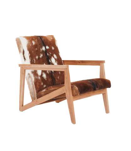 Cow Boy - Fauteuil en teck et peau de chèvre