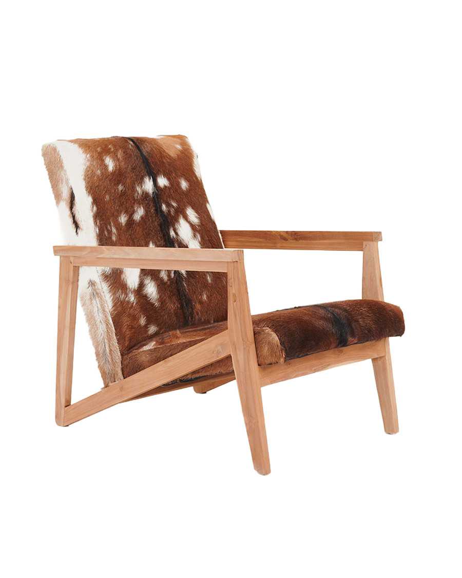 Cow Boy - Fauteuil en teck et peau de chèvre