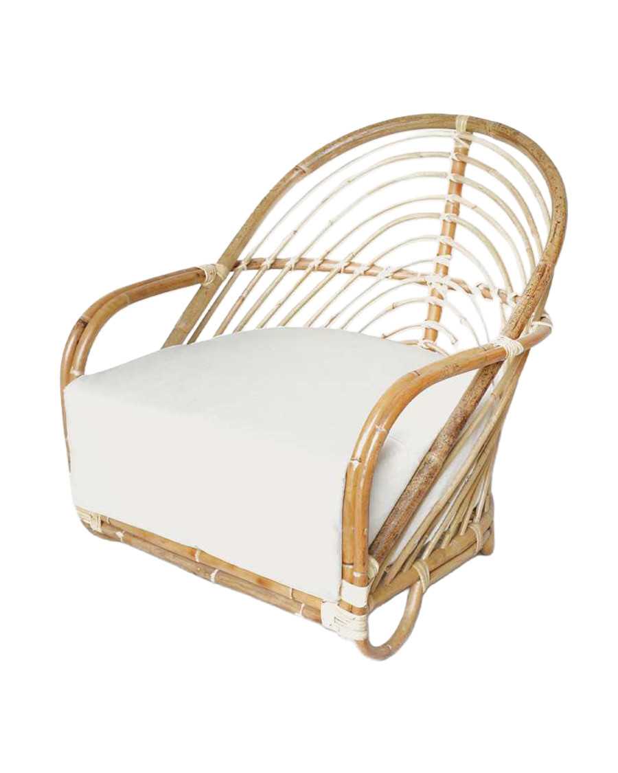 Gaia - Woven rattan armchair and white cushion