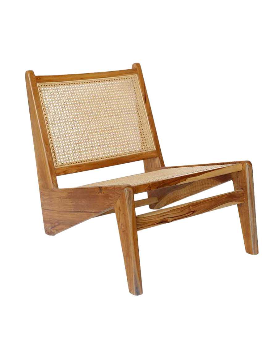 Aby - Fauteuil lounge en teck et cannage rotin