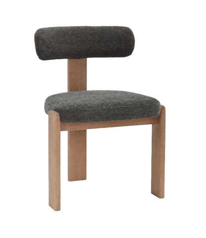 Elani - Set of 2 dining chairs in grey fabric with whitewashed wooden legs