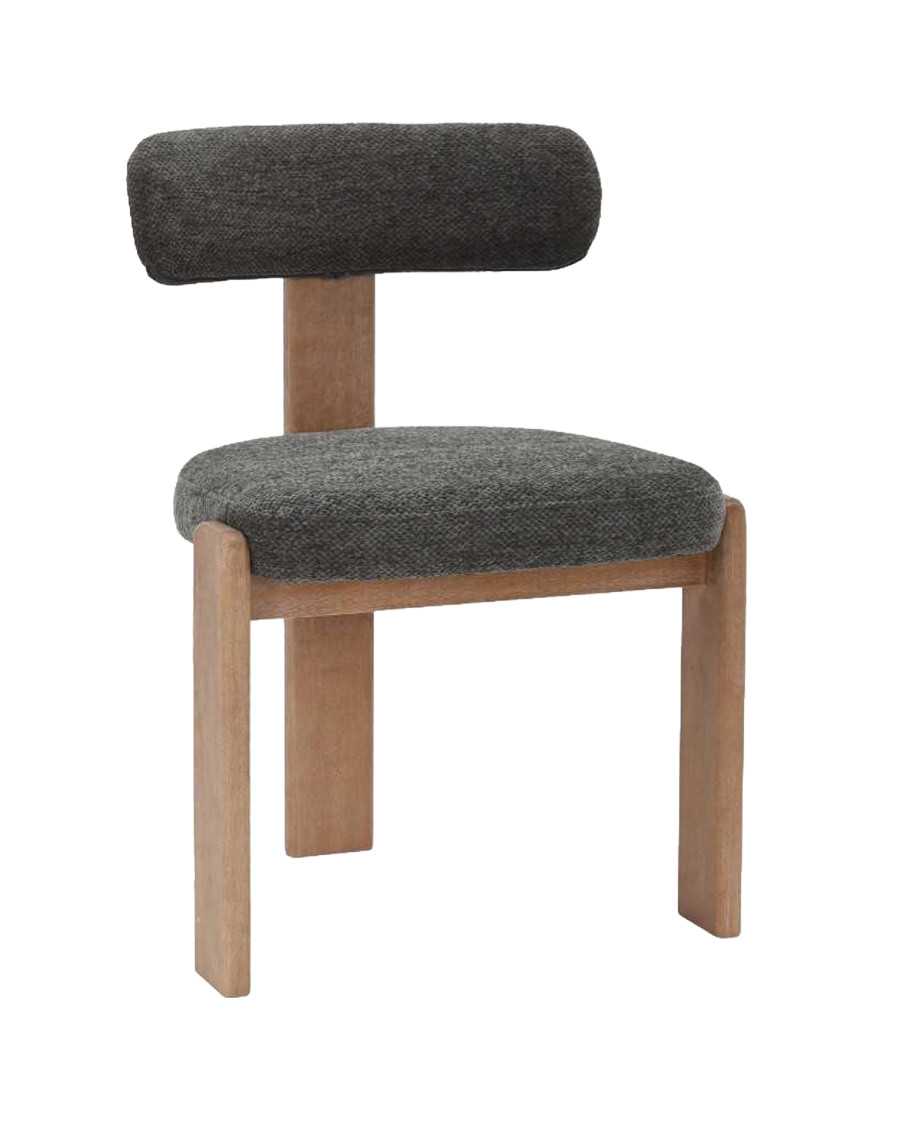 Elani - Set of 2 dining chairs in grey fabric with whitewashed wooden legs