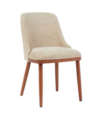 Liro beige - Lot de 2 chaises repas en tissu beige pieds en bois