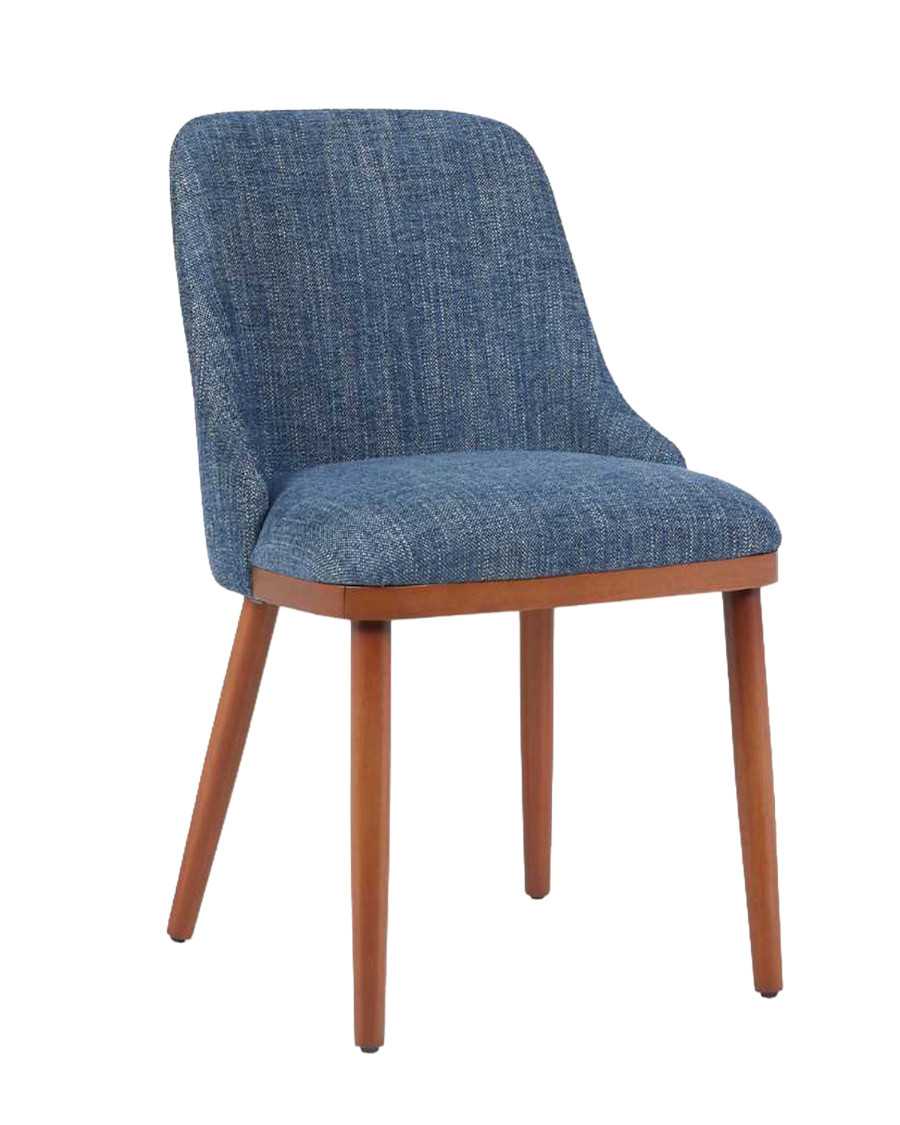 Liro bleu - Lot de 2 chaises repas en tissu bleu avec pieds en bois