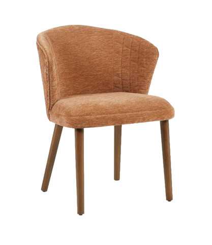 Molo marron - Lot de 2 chaises repas en tissu marron avec pieds en bois