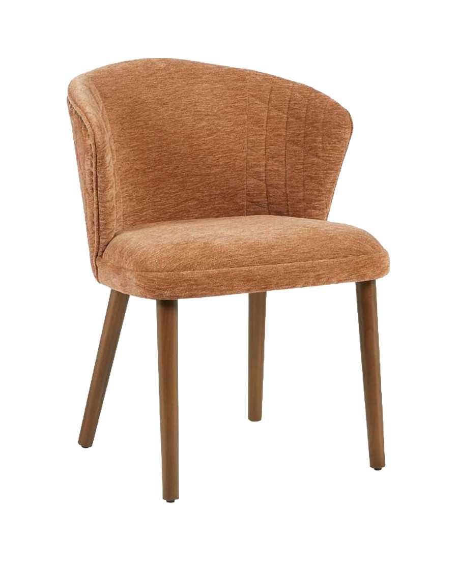Molo marron - Lot de 2 chaises repas en tissu marron avec pieds en bois