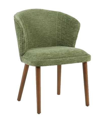 Molo vert - Lot de 2 chaises repas en tissu vert avec pieds en bois
