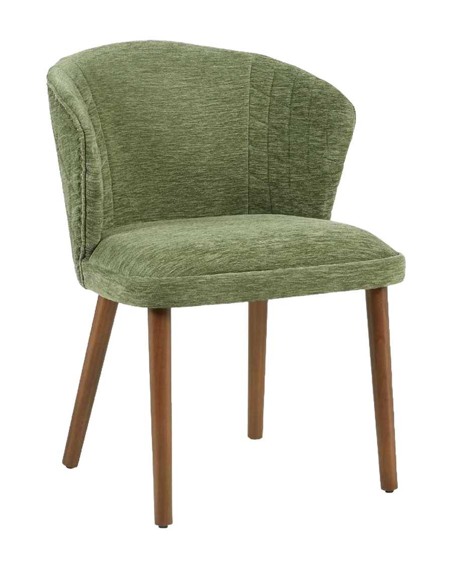 Molo vert - Lot de 2 chaises repas en tissu vert avec pieds en bois