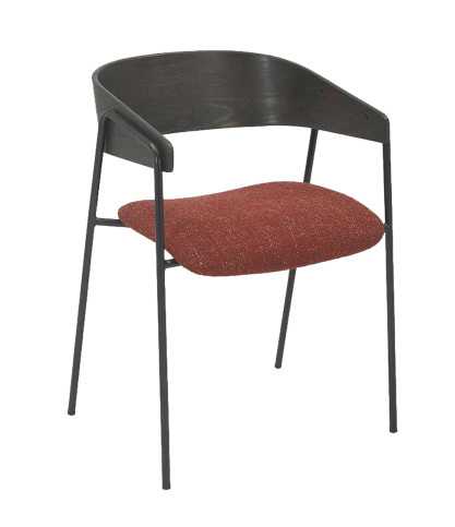 Wisla - Lot de 2 Chaise wisla en tissu avec dossier en bois et pieds en métal