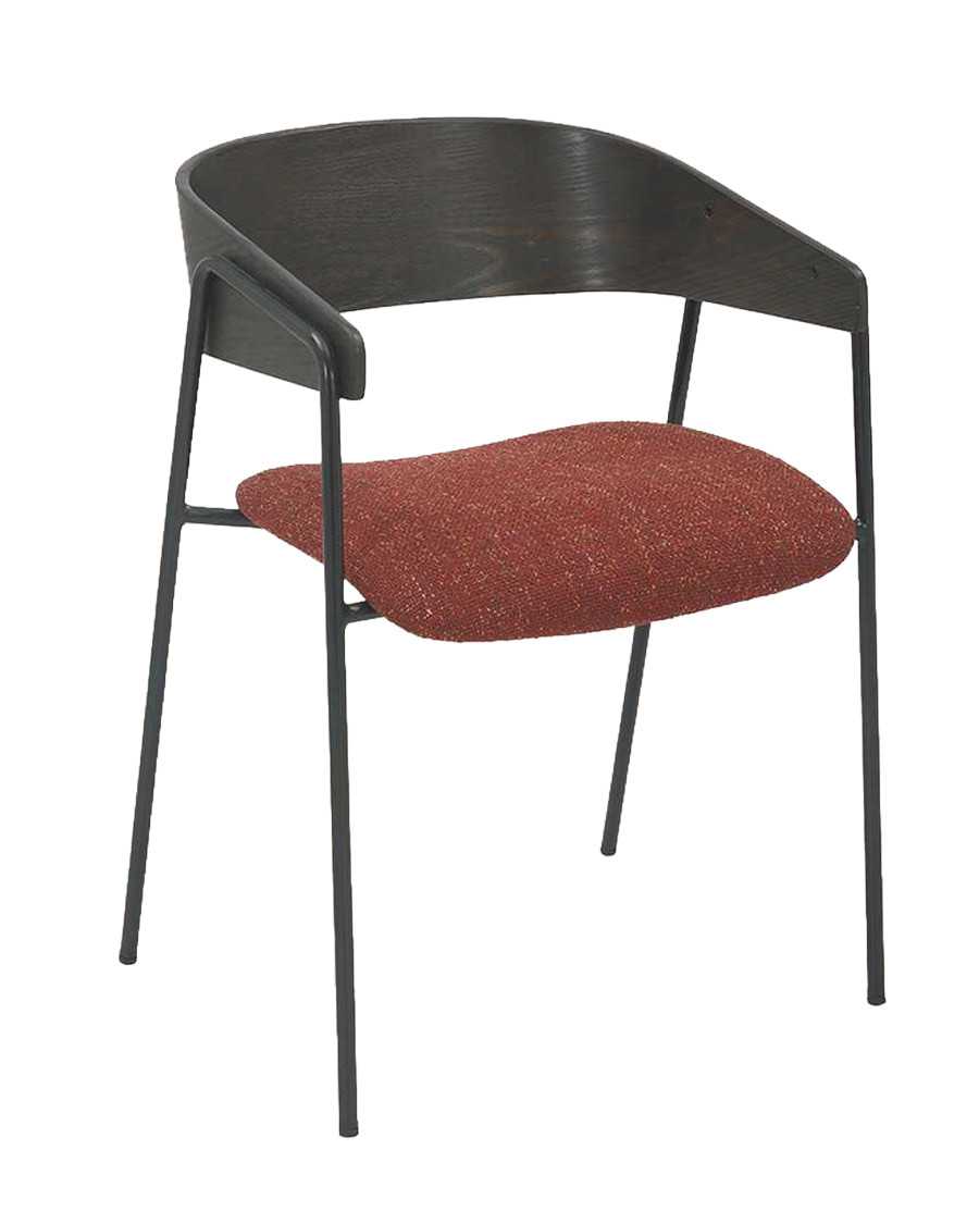 Wisla - Lot de 2 Chaise wisla en tissu avec dossier en bois et pieds en métal