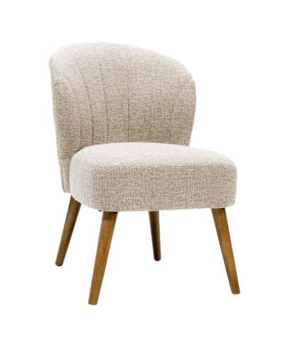 Perla - Lot de 2 Chaises de repas en tissu beige au design incurvé