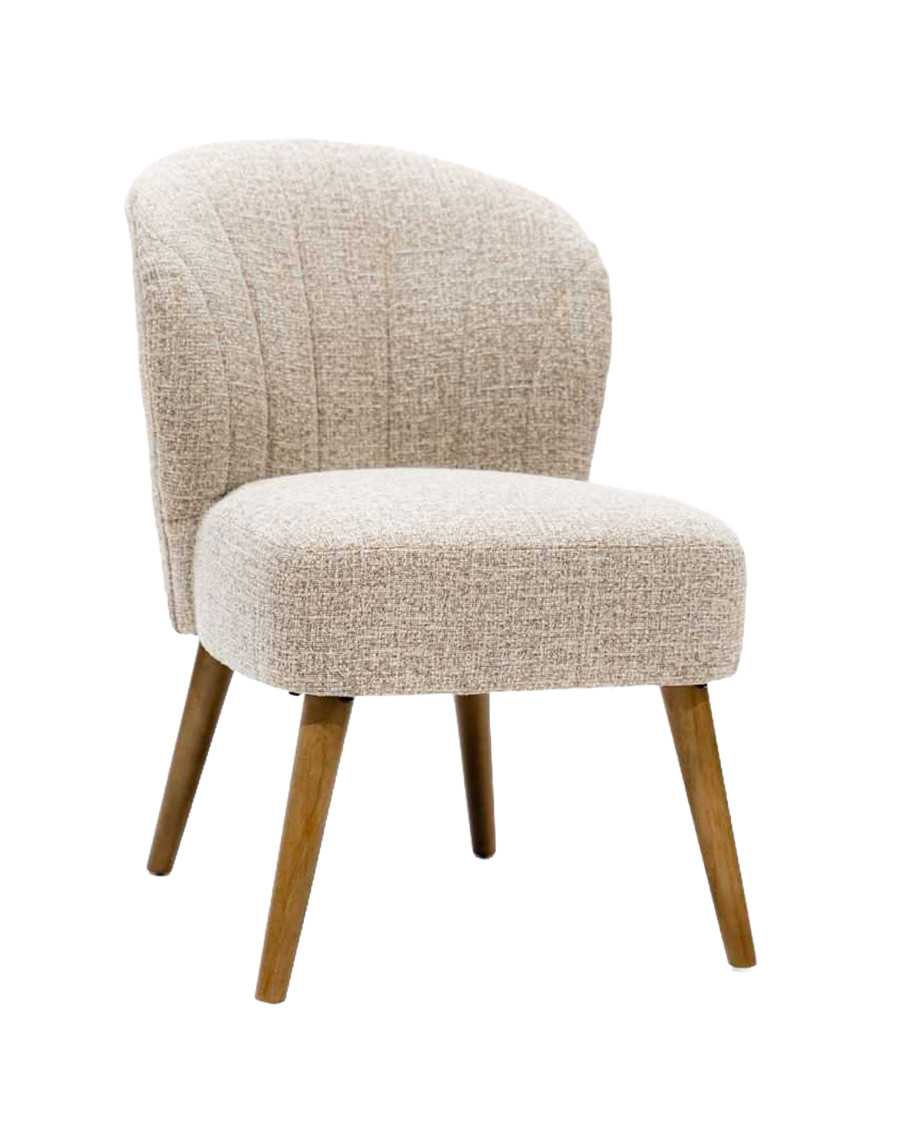 Perla - Set of 2 Beige Fabric Dining Chairs with Curved Design