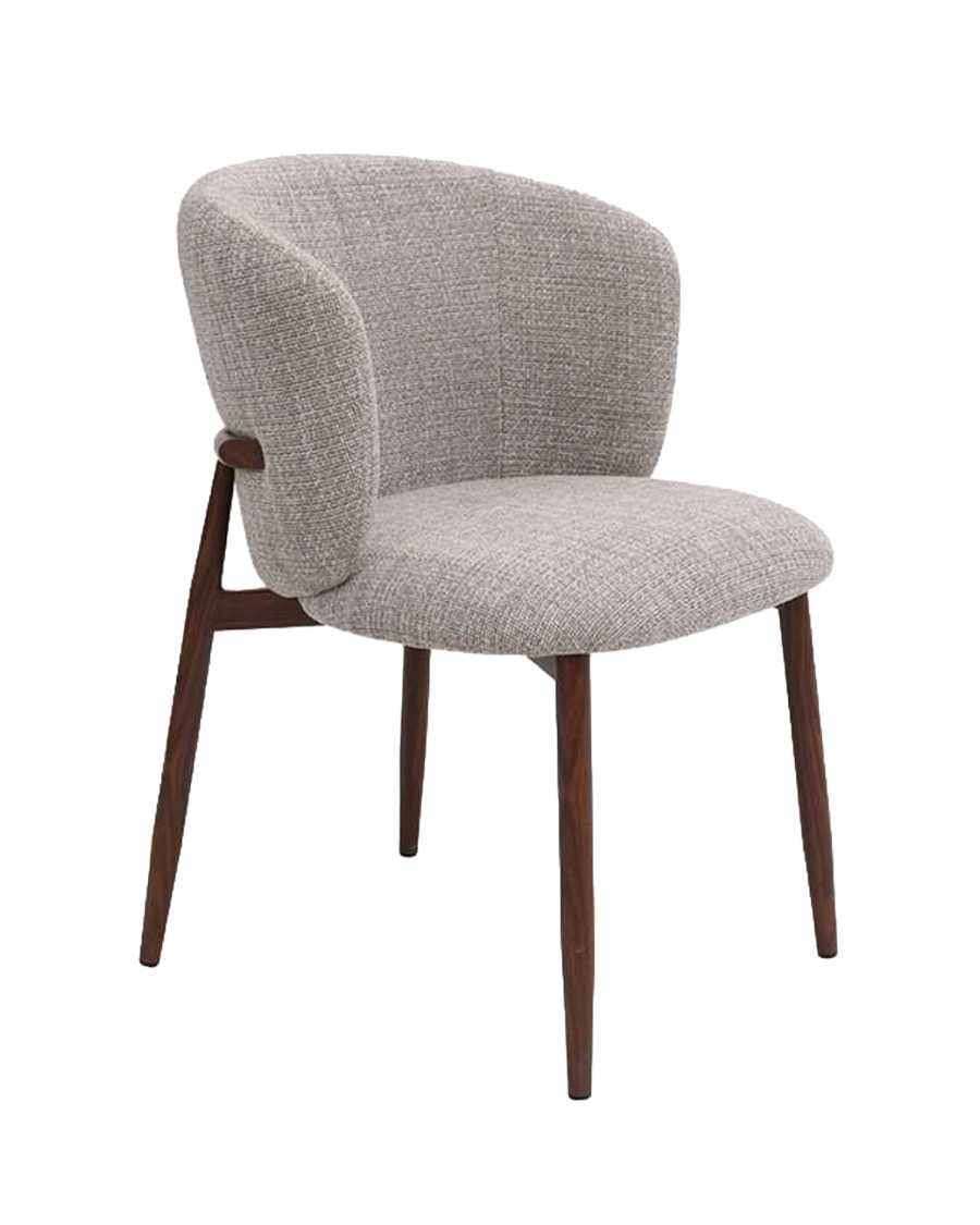 Mila - Lot de 2 Chaises en tissu taupe et pieds métal