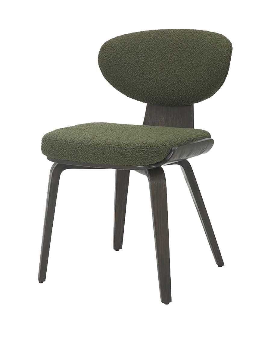 Hele - Set of 2 Hele chairs in green fabric with wooden legs