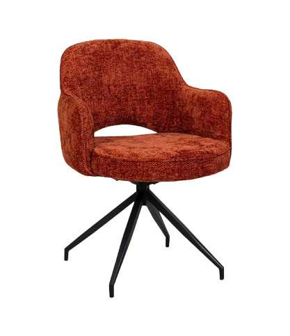 Elba - Lot de 2 Chaises en tissu rouge et pieds métal