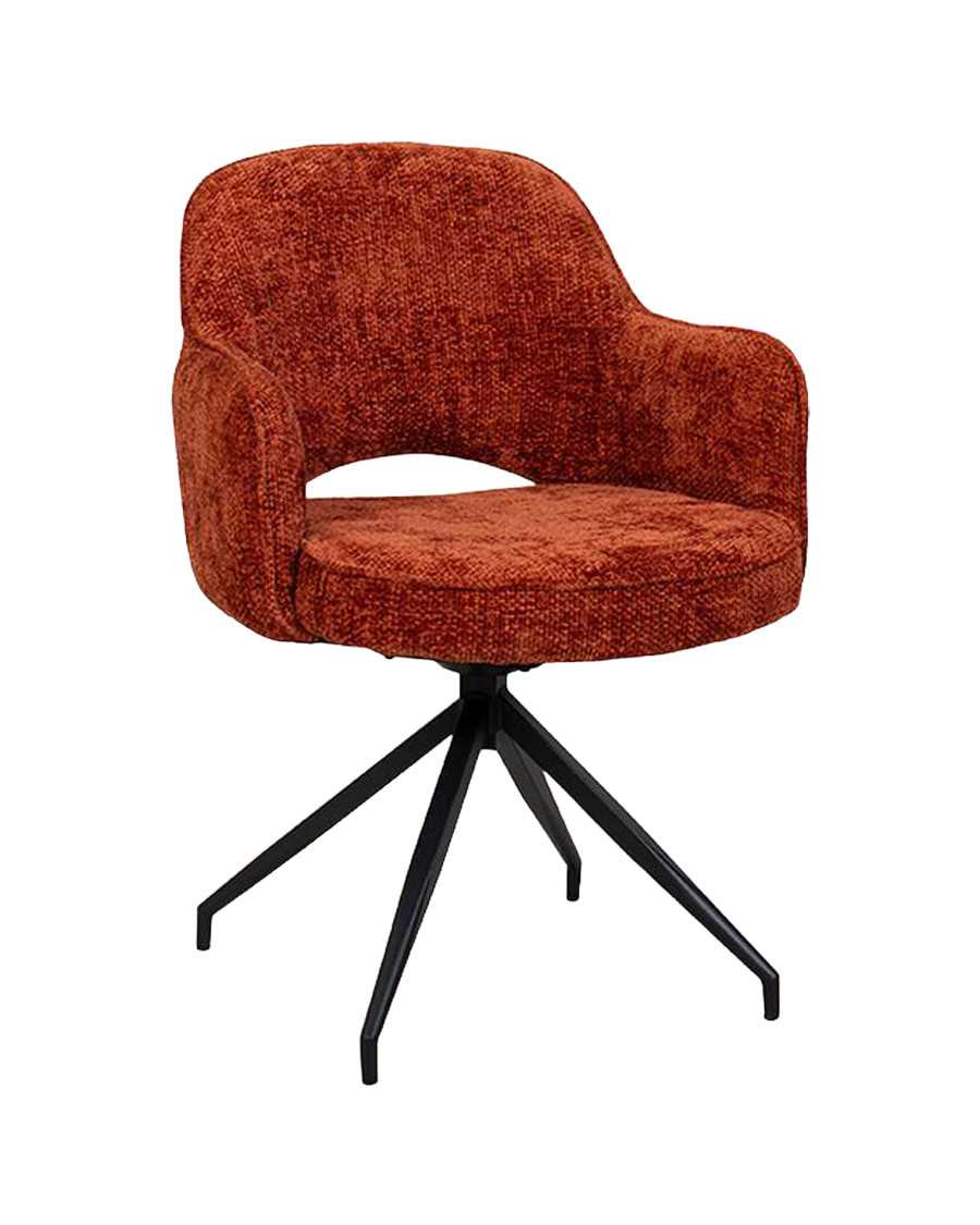 Elba - Lot de 2 Chaises en tissu rouge et pieds métal