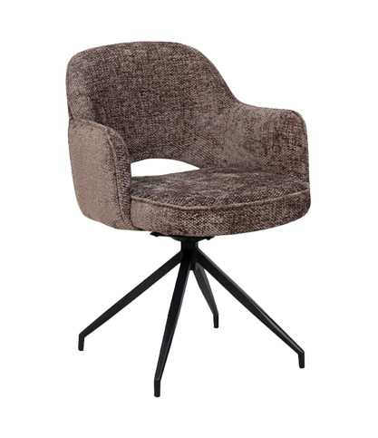 Elba - Lot de 2 Chaises en tissu gris et pieds métal