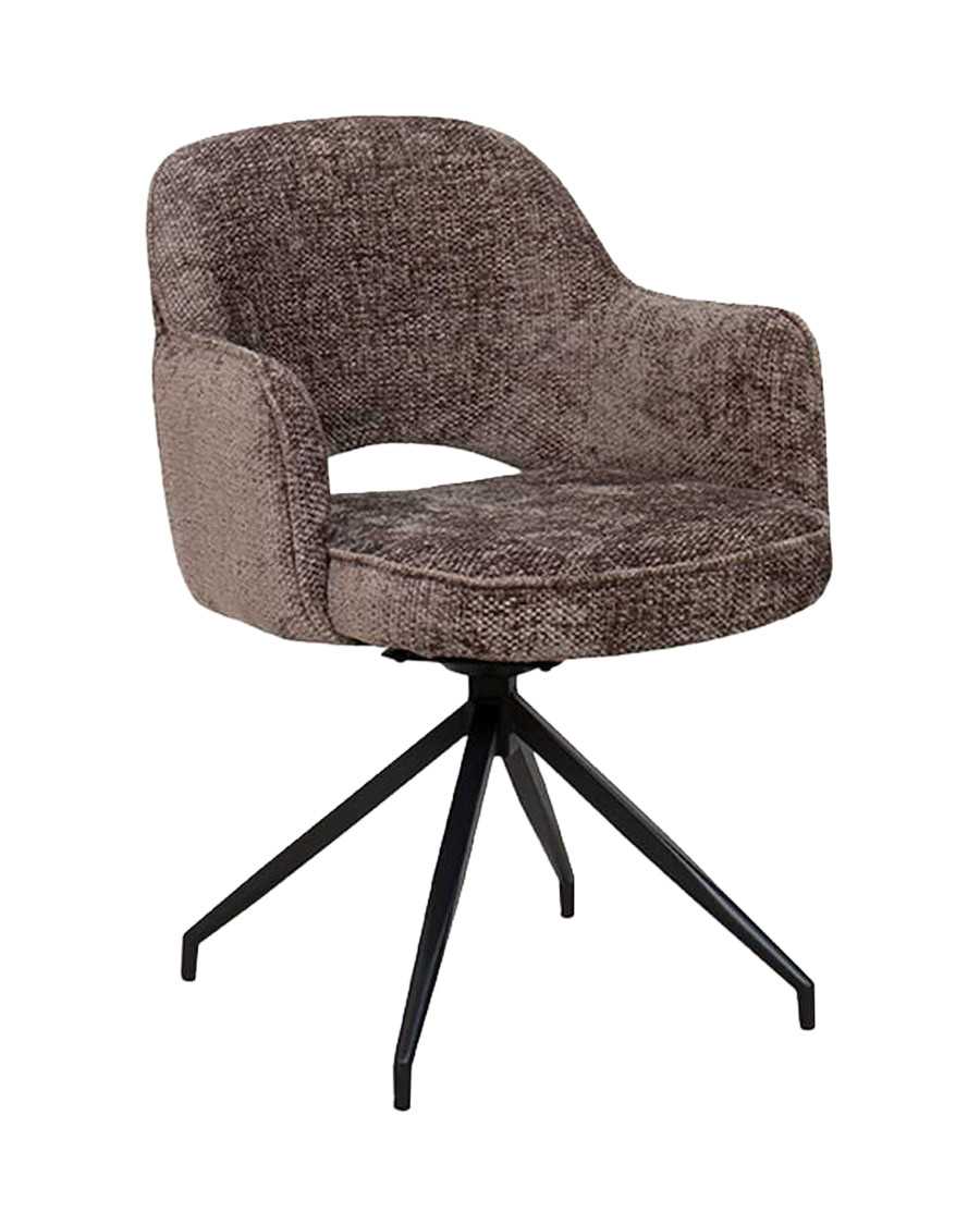 Elba - Lot de 2 Chaises en tissu gris et pieds métal
