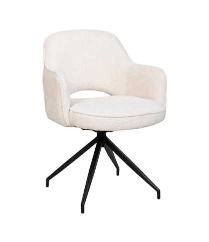 Elba - Lot de 2 Chaises en tissu beige et pieds métal