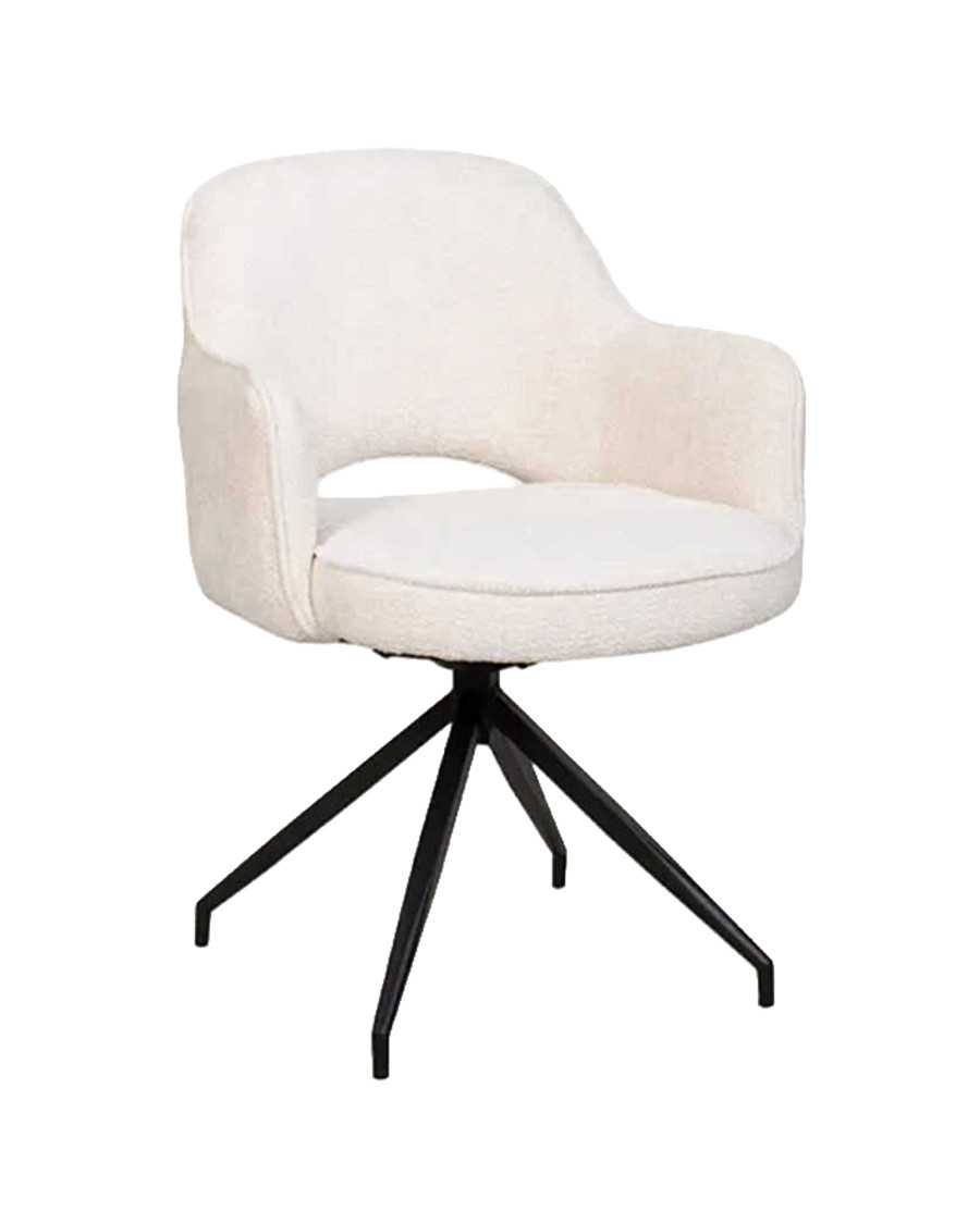 Elba - Lot de 2 Chaises en tissu beige et pieds métal