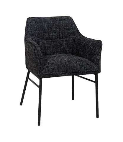 Chacha - Lot de 2 Chaises en tissu noir et pieds métal