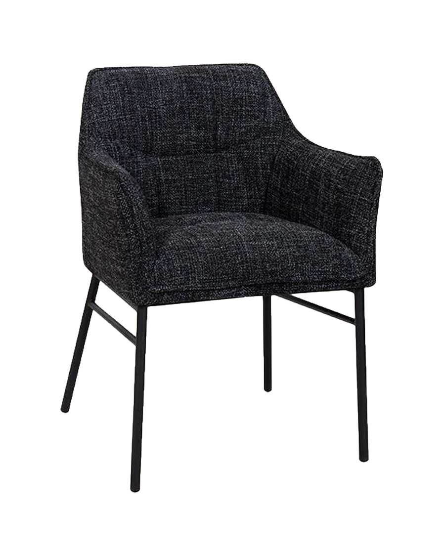 Chacha - Lot de 2 Chaises en tissu noir et pieds métal