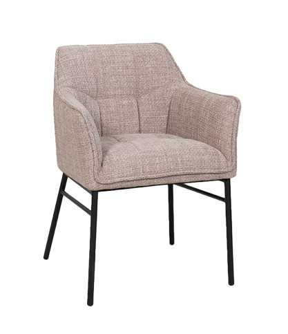 Chacha - Lot de 2 Chaises en tissu taupe et pieds métal