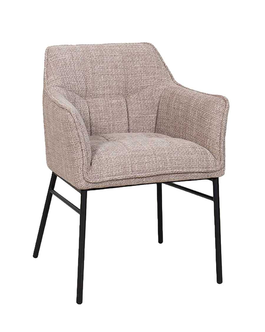 Chacha - Lot de 2 Chaises en tissu taupe et pieds métal