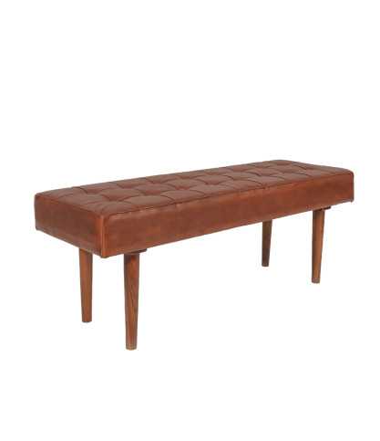 Khalari - Banc en cuir marron capitonné