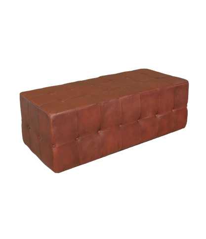 Palm - Banc rembourré en cuir marron capitonné