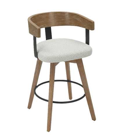 Micha - Bar stool in fabric with wooden legs