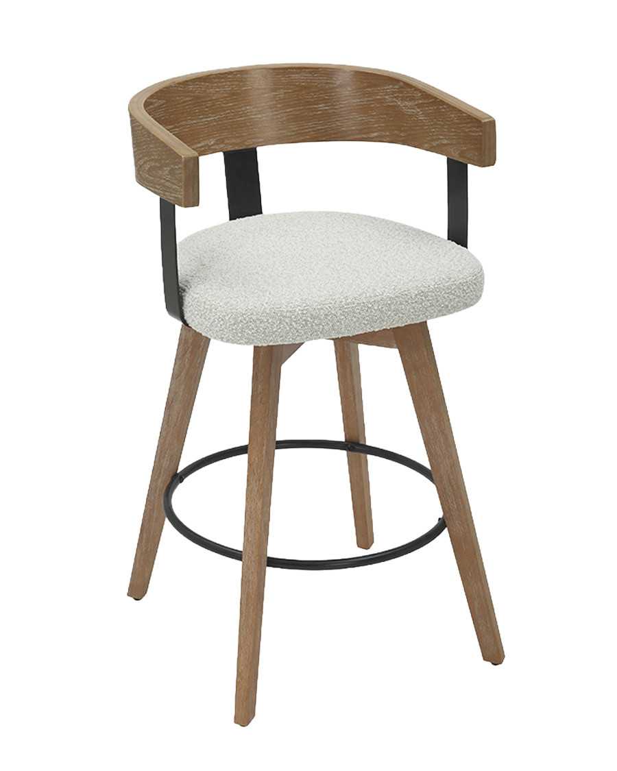 Micha - Bar stool in fabric with wooden legs