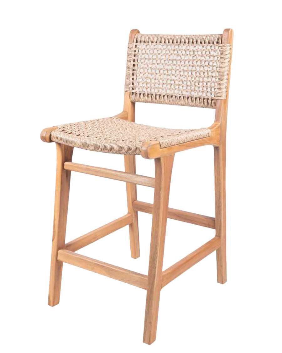 Nolan - Bar stool in teak and braided Viro rope