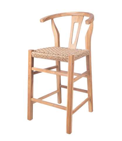 Soren - Teak and braided rope bar stool