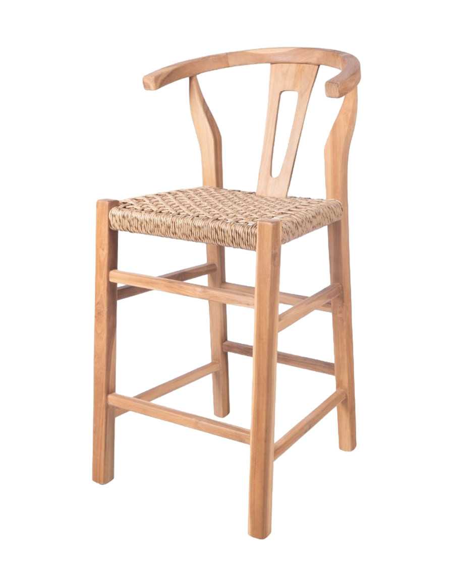 Soren - Teak and braided rope bar stool