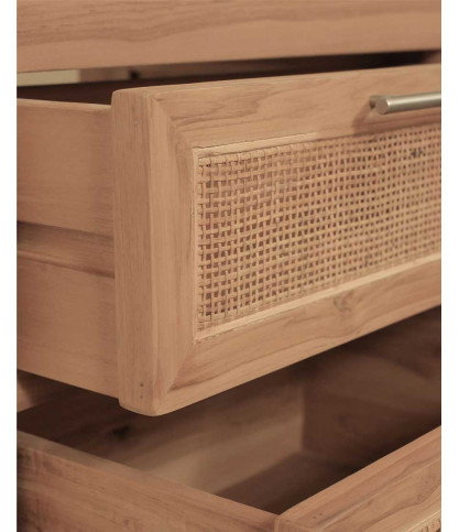 Sahara - Badezimmerschrank aus Teakholz und Terrazzo in Beige, 145 cm