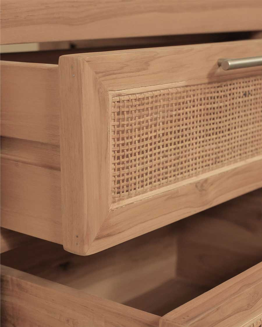 Sahara - Teak and terazzo beige bathroom cabinet 145 cm