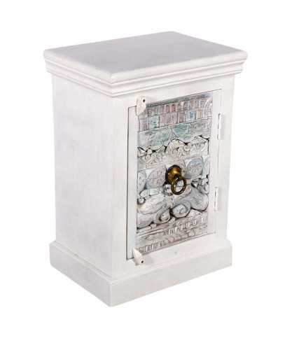 Viva - 1 door bedside table in solid carved mango wood