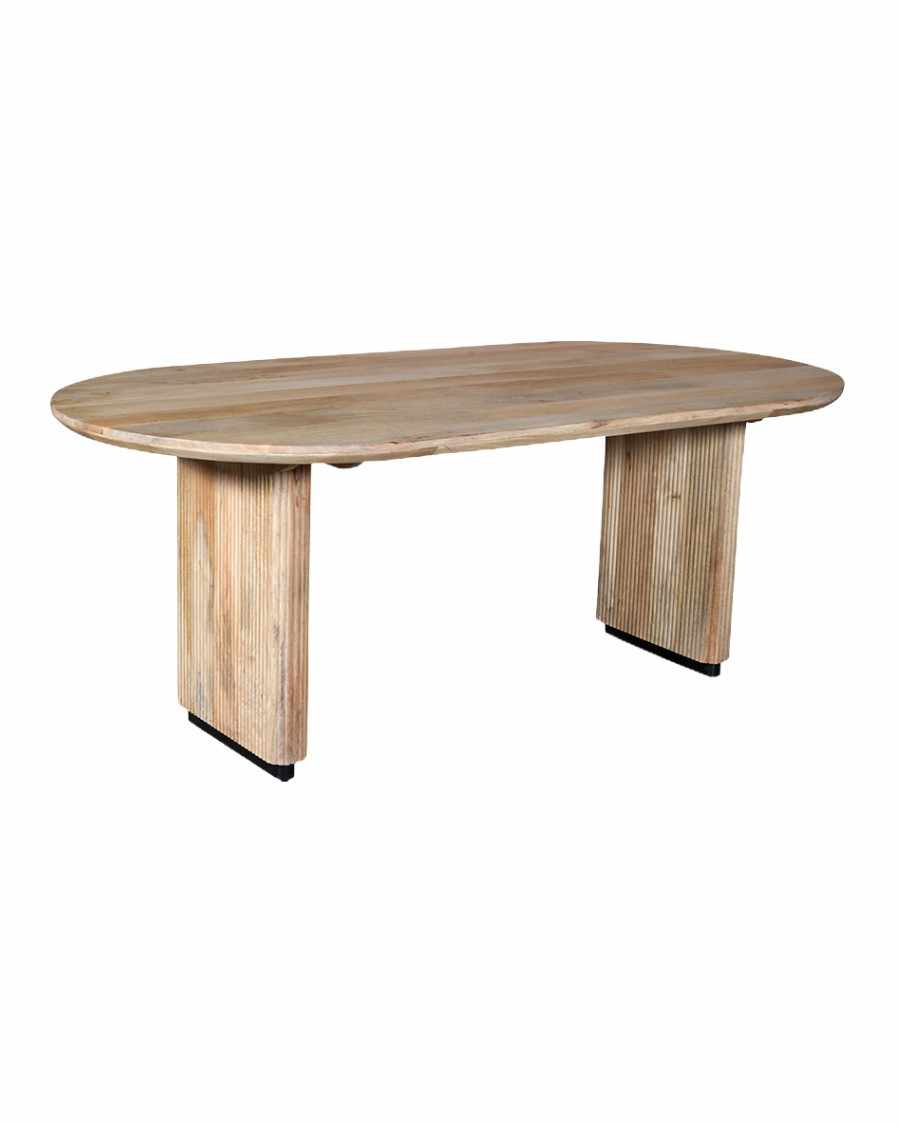 Mina - Tavolo da pranzo ovale in legno di mango naturale e metallo nero