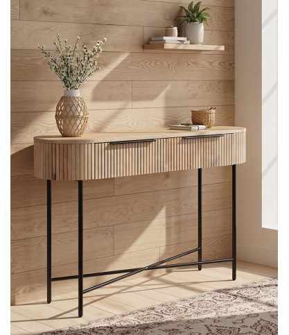 Retro - Console in natural mango wood and black metal